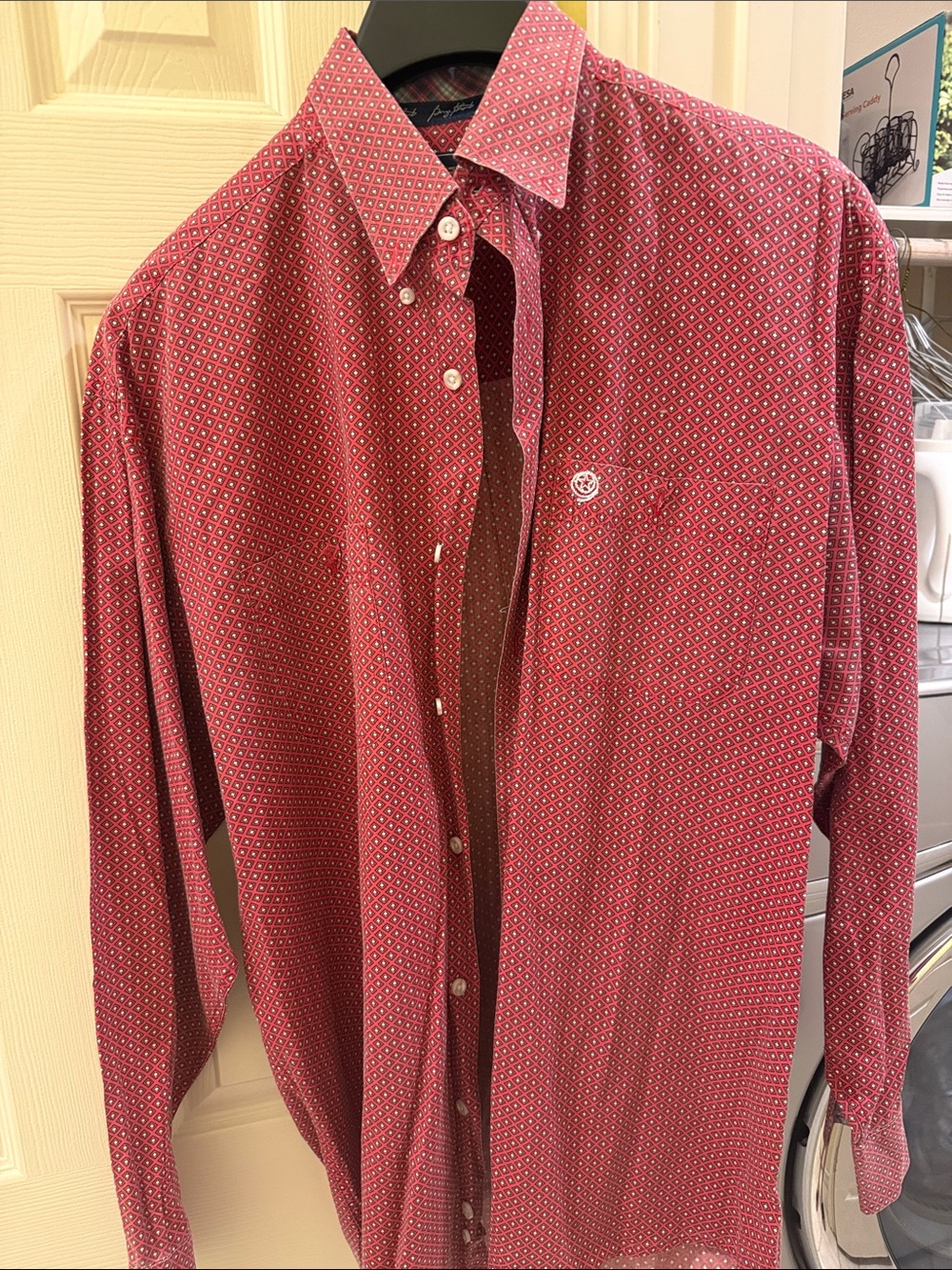 Wrangler Men's Red Geometric Button-Down Shirt